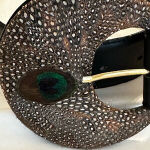 COMECO Beautiful Peacock Feather Buckle Belt